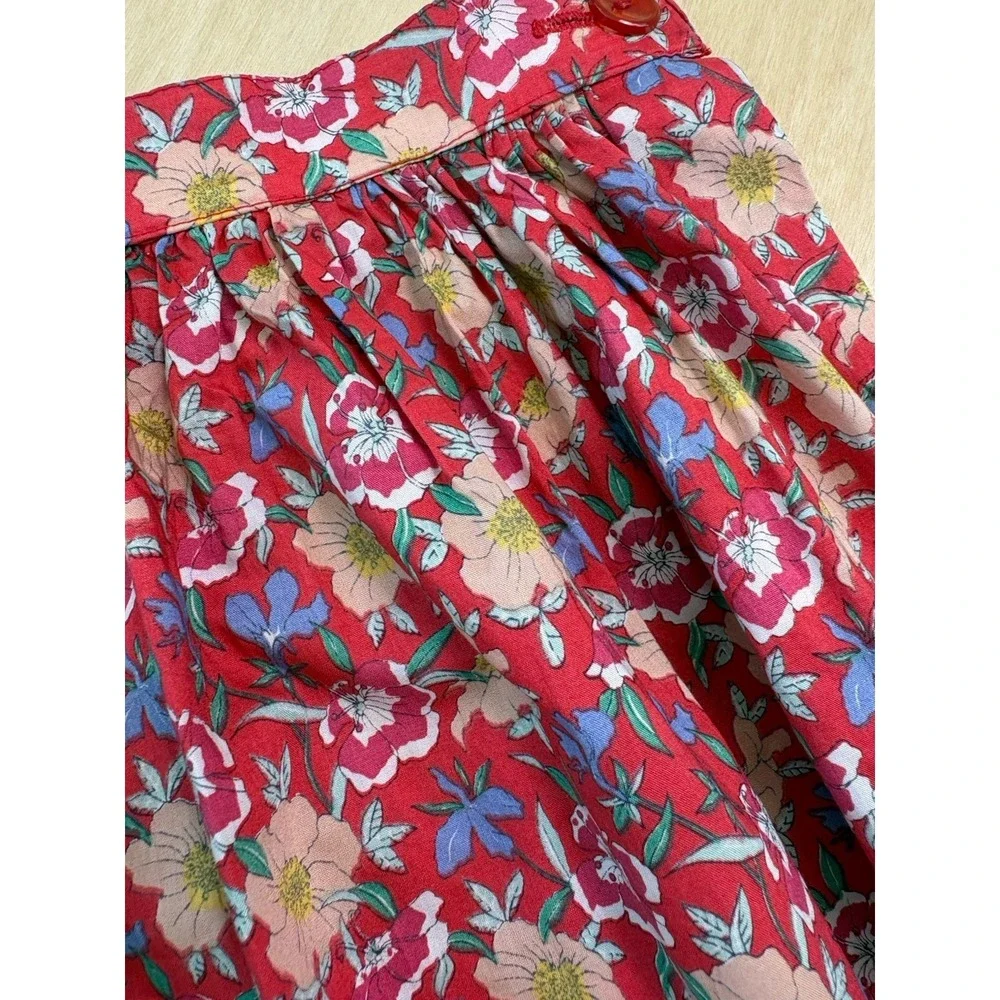liberty Red Floral Midi Skirt